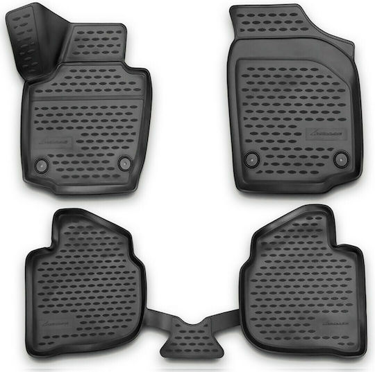 Novline Set of Front and Rear Mats 4pcs Tray Type for Skoda Rapid 2013+ Gray