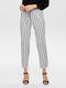 Only Women's High-waisted Fabric Trousers Striped White/Black