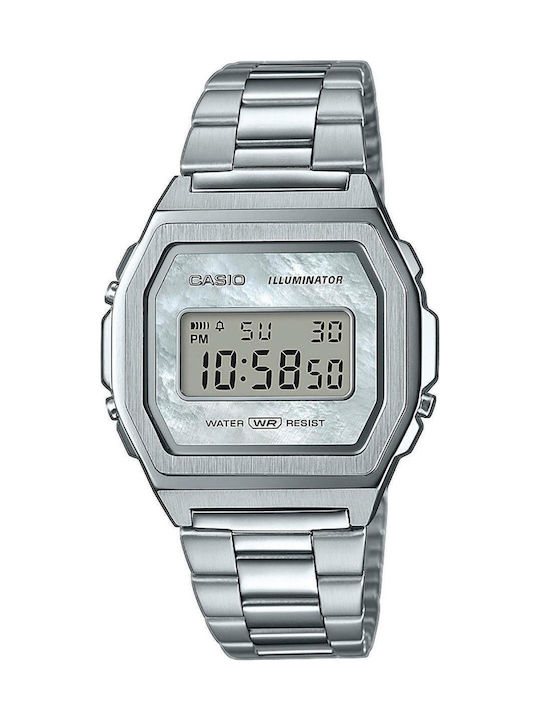 Casio Vintage Digital Women's Watch Chronograph with Silver Metal Bracelet