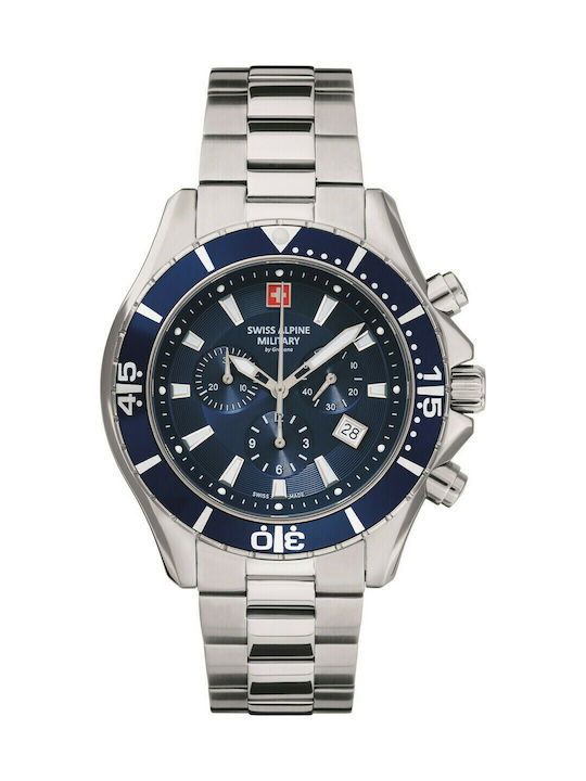 Swiss Alpine Military by Grovana Ανδρικό Ρολόι 46mm Μπαταρίας με Ασημί Μεταλλικό Μπρασελέ