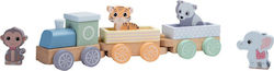 Joueco Vehicle The Wildies Family Trainset With Animals made of Wood for 18++ Months