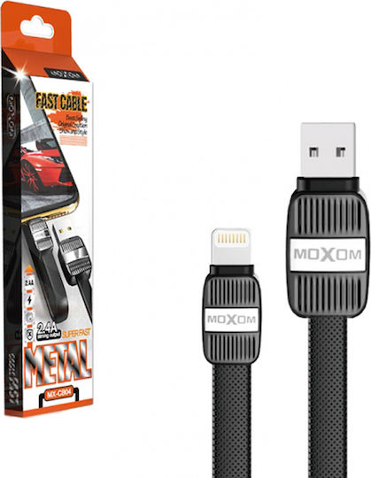 Moxom Flat USB to Lightning Cable Μαύρο 1m (MX-CB04)