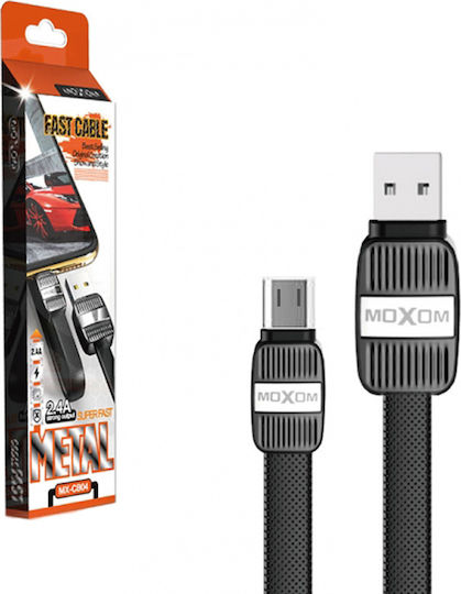 Moxom Flat USB 2.0 to micro USB Cable Μαύρο 1m (MX-CB04)