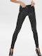 Only Royal Rock Women's High-waisted Leather Trousers in Skinny Fit Black