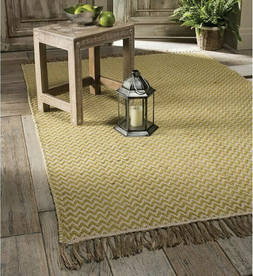 Synchronia Zickzack Teppich Rechteckig Synthetisch,Polyester/Cotton/Leather Gold