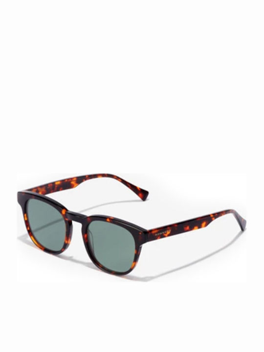 Hawkers Woody Unisex Sunglasses with Brown Tartaruga Plastic Frame and Green Lens