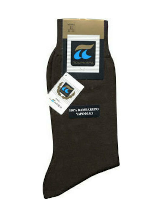 Pournara Men's Solid Color Socks Brown