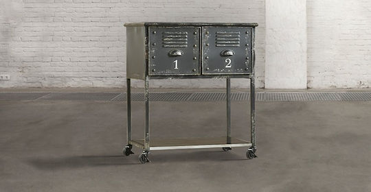 Metallic Chest of Drawers with 2 Drawers Brown 65x43x75cm