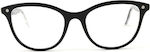 Snob Milano Milf Eyeglass Frame Butterfly with Clip On Black SNV09C001Z