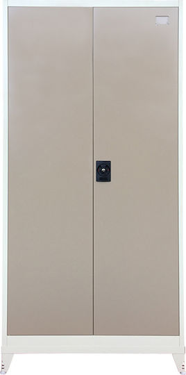 Double Door Wardrobe Metallic Galvanized with 4 Shelves 70x40x181cm