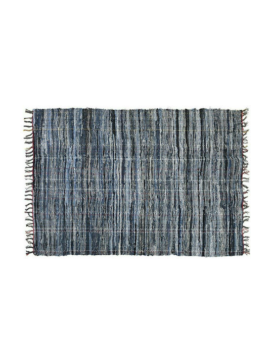 Denim Rug Rectangular with Fringes Denim