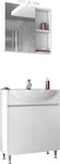 Drop Alfa 65 Bench with Washbasin & Mirror Glossy Lacquer L62xW33xH80cm White