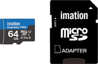 Imation Express Pro microSDXC 64GB Class 10 U3 V30 A1 UHS-I with Adapter