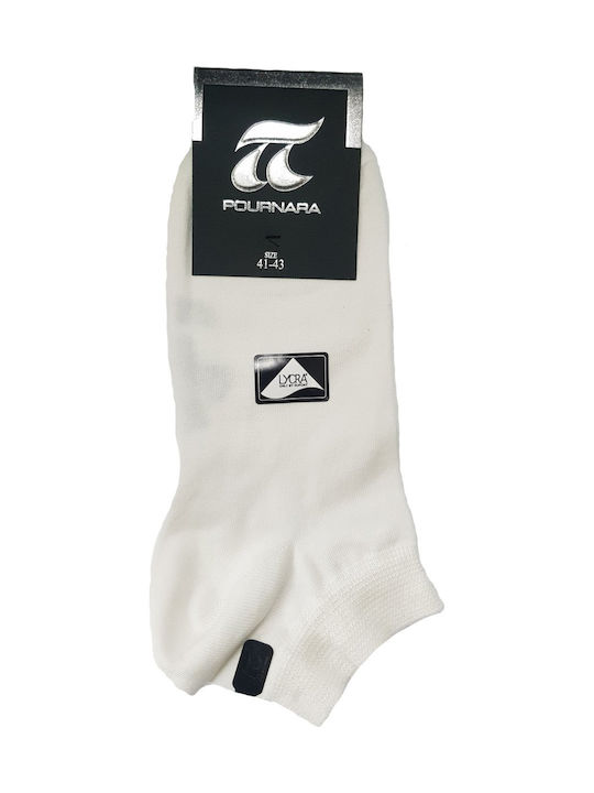 Pournara Herren Einfarbige Socken Weiß 1Pack