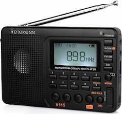 Retekess V115 Portable Radio Rechargeable Black