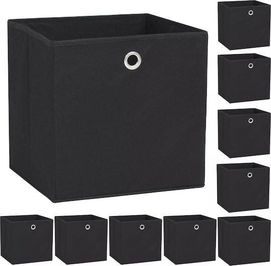 vidaXL Текстил Кутия за съхранение с капак Черен 32x32x32см 10бр