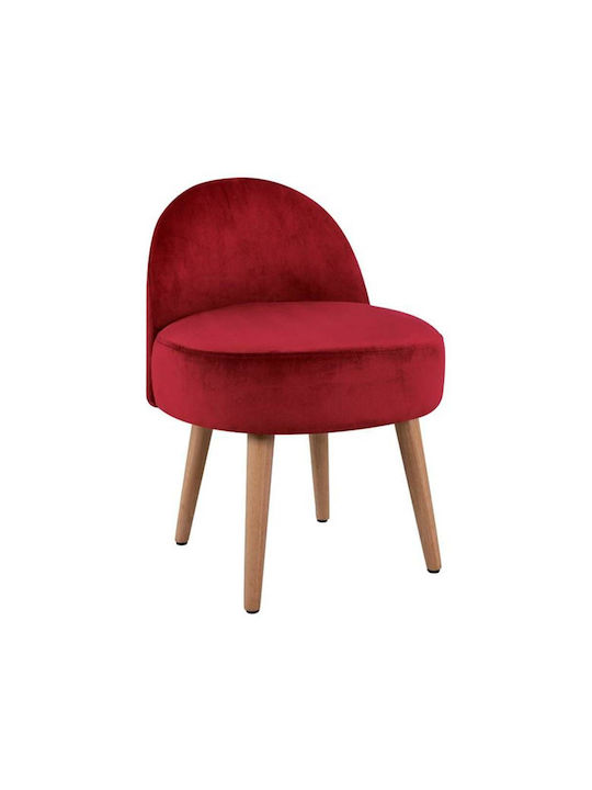 Stools For Living Room with Backrest Upholstered with Velvet Yasmine Red 1pcs 47x43x63.5cm