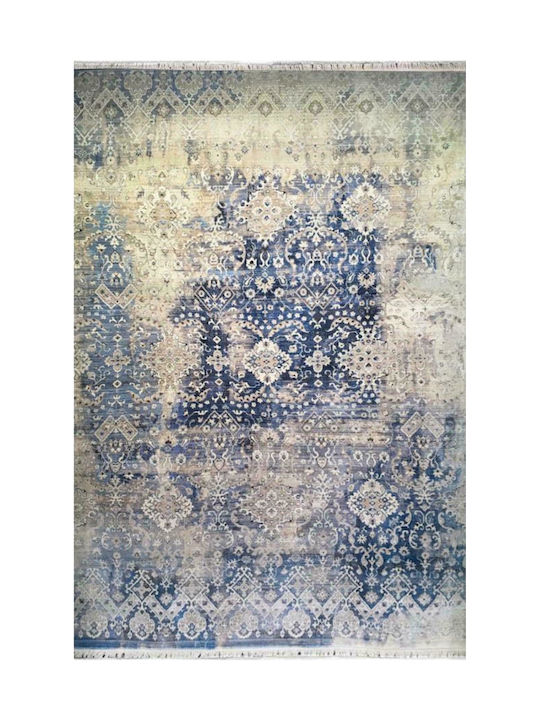 Viokarpet Rug Rectangular with Fringes Blue