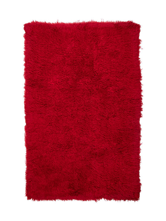 Βιοκαρπέτ Φλοκάτη Shaggy Χαλί Διάδρομος Μάλλινο Κόκκινο 70x130εκ.
