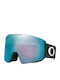 Oakley Fall Line Mască de Schi și Snowboard pentru Adulți Neagră cu Lentilă Albastră cu Efect de Oglindă