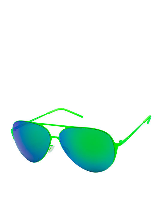 Italia Independent Herren Sonnenbrille mit Grün Metall Gestell und Grün Spiegel Linse 0200.033.000
