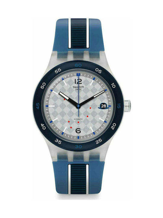 Swatch Thames Uhr Automatisch mit Blau Kautschukarmband