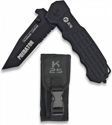 K25 Predator Pocket Knife Black with Blade made of Stainless Steel in Sheath