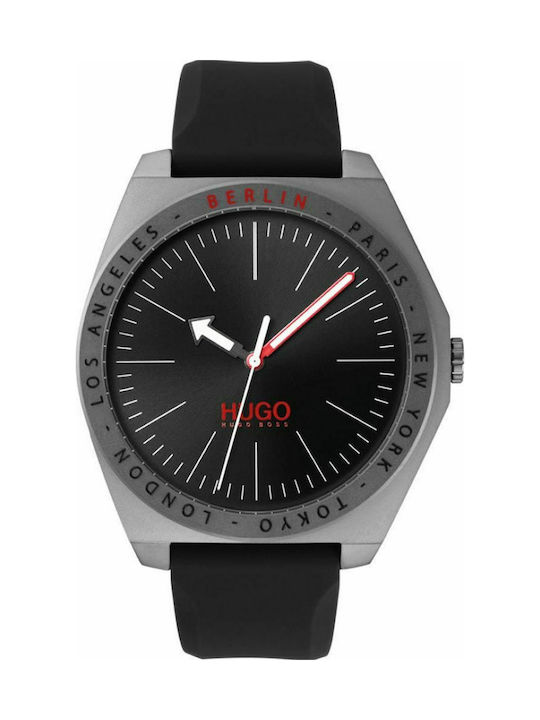 Hugo Boss Act Uhr Batterie mit Schwarz Kautschukarmband