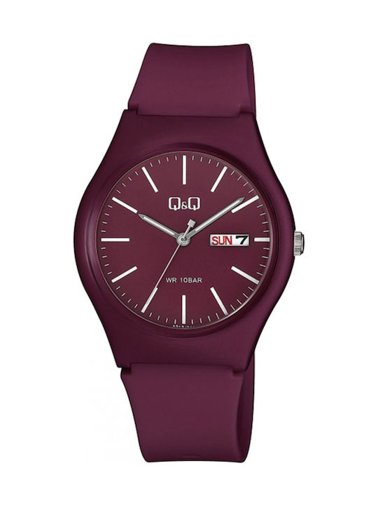 Q&Q Women's Watch with Burgundy Rubber Strap