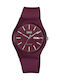 Q&Q Watch with Burgundy Rubber Strap