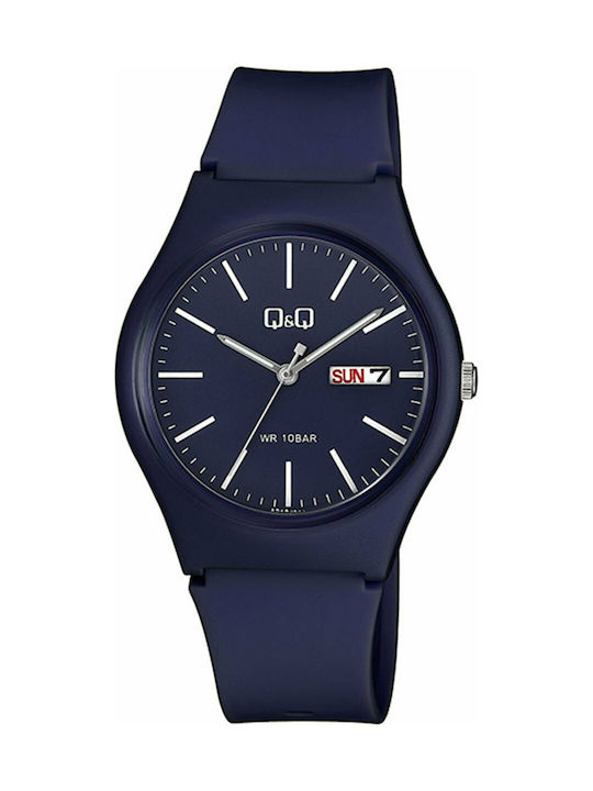 Q&Q Watch with Navy Blue Rubber Strap