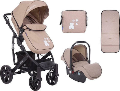 Kikka Boo Beloved 3 in 1 Universal Adjustable 3 in 1 Baby Stroller Suitable for Newborn Beige