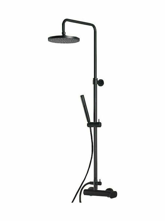 Armando Vicario Slim Adjustable Shower Column without Mixer 83-144cm Black