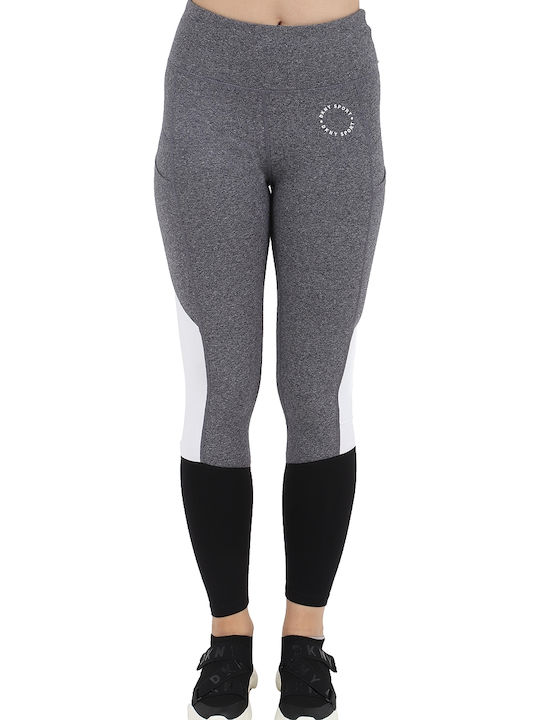 DKNY Circle Logo Colorblock Ausbildung Frauen Lang Leggings Hochgeschnitten Gray