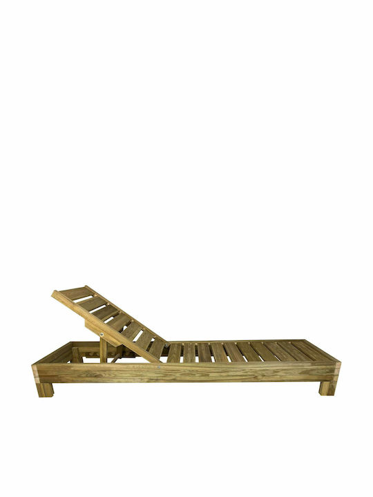 Deckchair Wooden Beige 200x68x14cm.