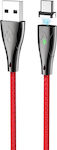 Hoco U75 Blaze Braided / Magnetic USB 2.0 Cable USB-C male - USB-A male Red 1.2m (716217)