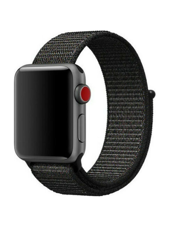 Nylon Velcro Λουράκι Υφασμάτινο Μαύρο (Apple Watch 42/44/45mm)