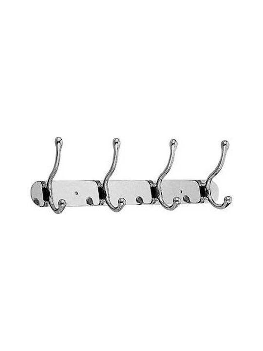Gloria Νο4 Wall-Mounted Bathroom Hook with 4 Positions Silver