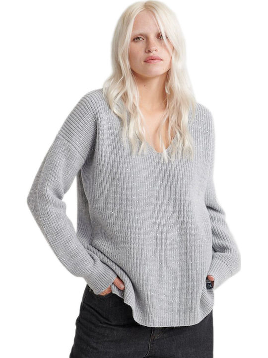 Superdry Erin Embellished Women's Long Sleeve Sweater Gray