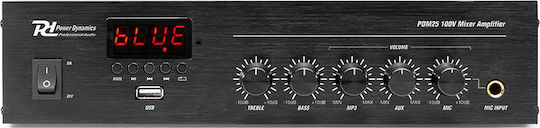 Power Dynamics PDM25 Integrated Commercial Amplifier Mono 25W/8Ω 1 Zone Equipped with USB/FM/Bluetooth Black