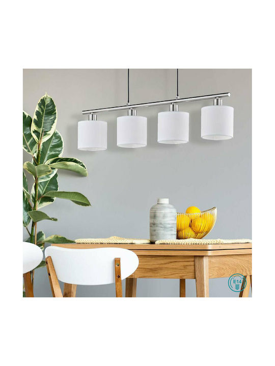 Trio Lighting Tommy Κρεμαστό Φωτιστικό Λευκό Ράγα για 4 Λαμπτήρες E14 75εκ.