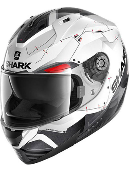 Shark Ridill Mecca White/Black/Red Motorradhelm Volles Gesicht ECE 22.05 1550gr HE0537WKR