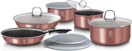 Berlinger Haus i-Rose Collection Σετ Μαγειρικά Σκεύη από Αλουμίνιο Ροζ με Επίστρωση από Πέτρα 5τμχ