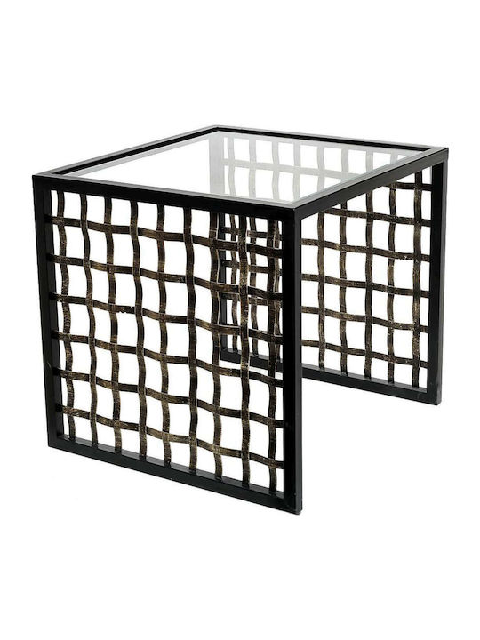 Square Glass Side Table Black L54xW60xH56.50cm