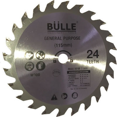 Bulle 64287 Cutting Disc Wood 115mm with 24 Teeth 1pcs