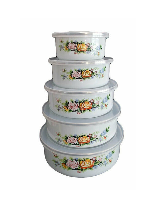 1736 Lunch Box Enamel White 5pcs