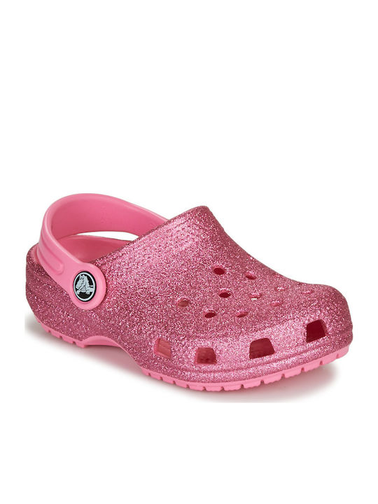 Crocs Детски плажни сандали с анатомична подметка Classic Glitter Розов