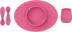 Ezpz Feeding Set Tiny made of Silicone with Non-Slip Base Pink 4pcs for 4+ months