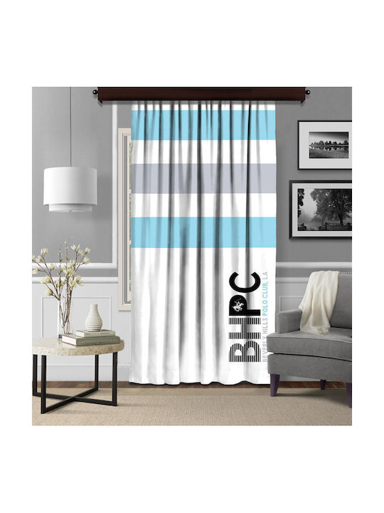 Beverly Hills Polo Club Κουρτίνα με Τρουκς Γαλάζια 140x260εκ.