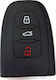 Silicone Car Key Cover Case with 3 Buttons for Audi Black